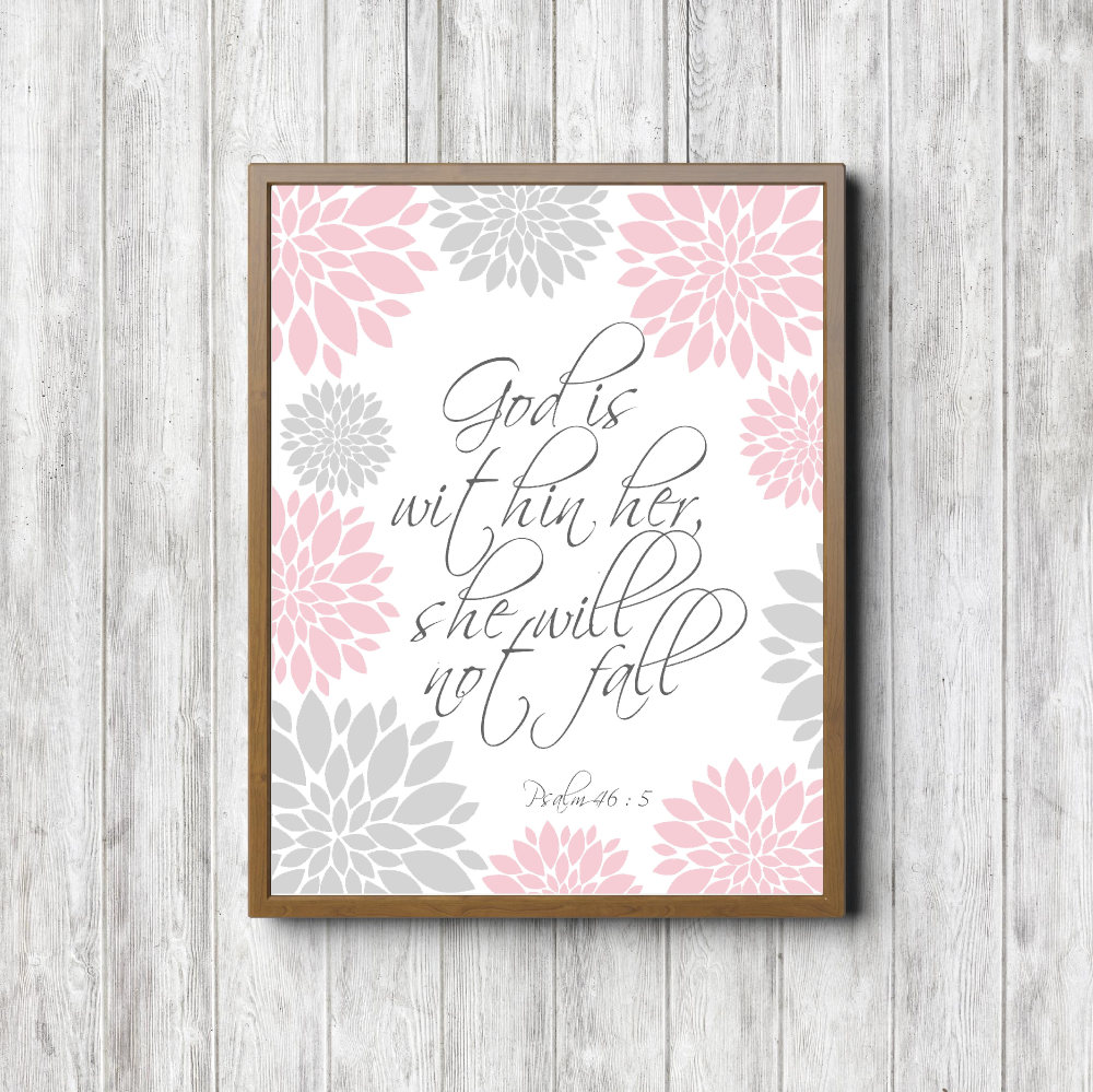 Psalm 46:5 Pink Flowers Printable