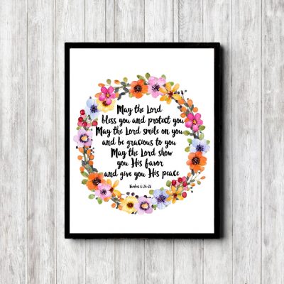 Numbers 6:24-26 Colorful Wreath Printable