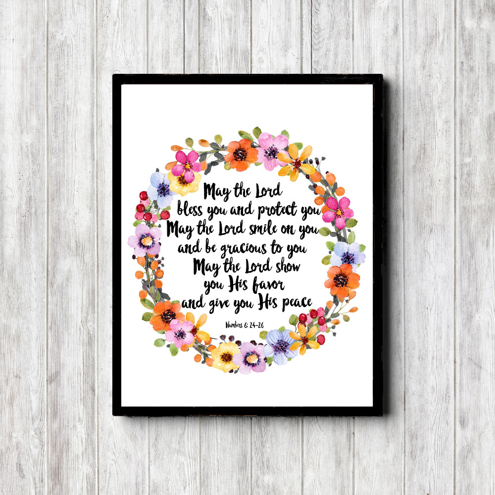 Numbers 6:24-26 Colorful Wreath Printable