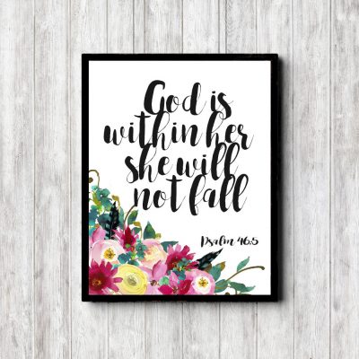 Psalm 46:5 Floral Scripture Printable