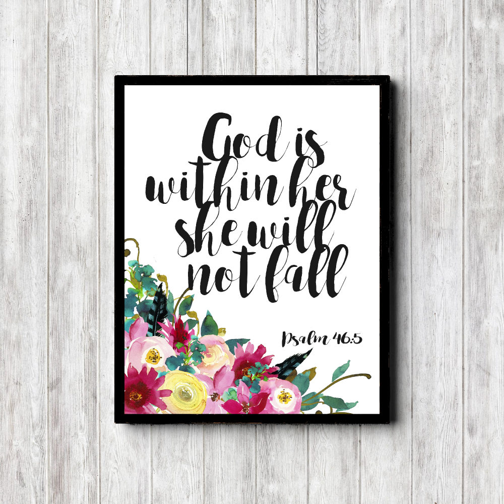 Psalm 46:5 Floral Scripture Printable