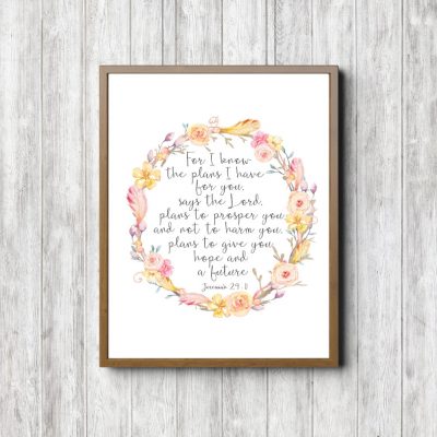 Jeremiah 29:11 Pink Wreath Printable