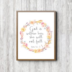 Psalm 46:5 Pink Wreath Printable