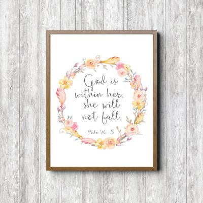 Psalm 46:5 Pink Wreath Printable