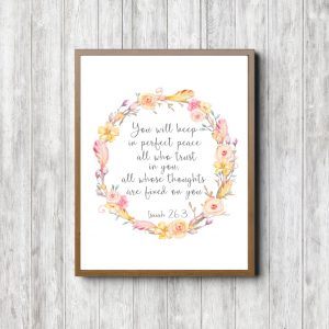 Isaiah 26:3 Twigs & Flowers Printable