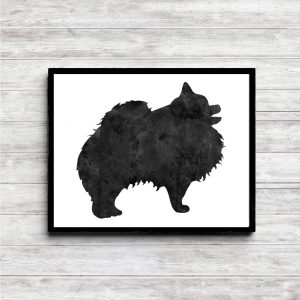 Watercolor Pomeranian Printable Silhouette