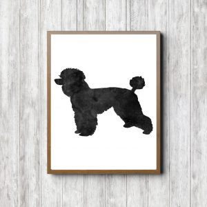 Watercolor Poodle Printable Silhouette