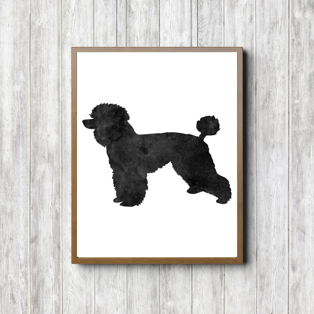 Watercolor Poodle Printable Silhouette