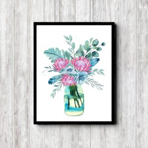 Proteas Bouquet Printable Bedroom Poster
