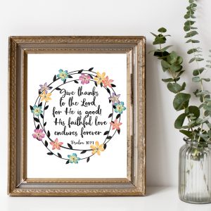 Psalm 107:1 Colorful Wreath Printable