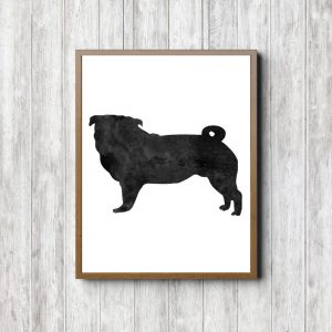 Watercolor Pug Printable Silhouette
