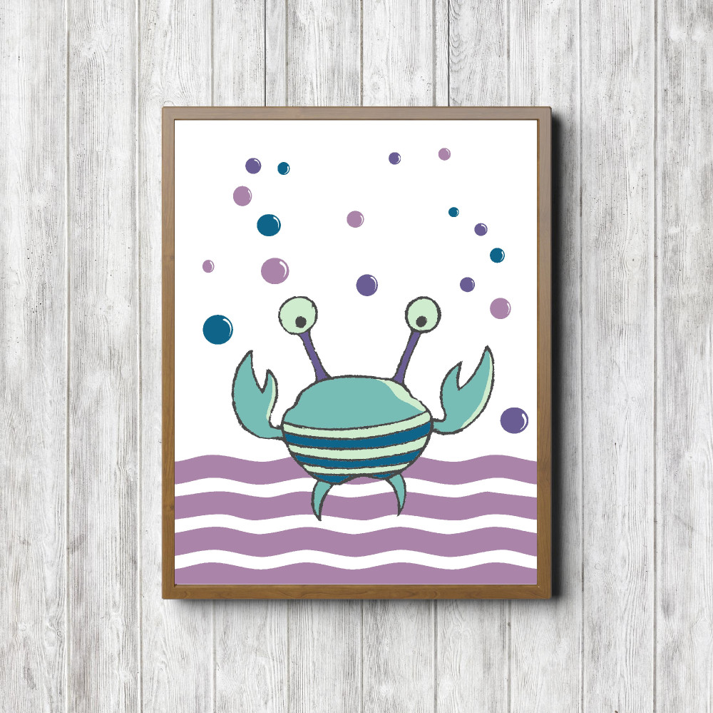Purple & Turquoise Crab Nautical Nursery