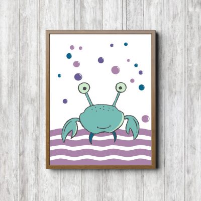 Purple & Turquoise Crab Nursery Printable