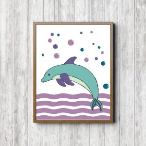 Purple & Turquoise Dolphin Nursery Printable