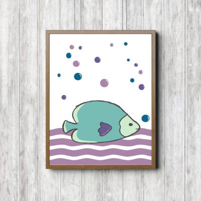 Purple & Turquoise Fish Nautical Nursery