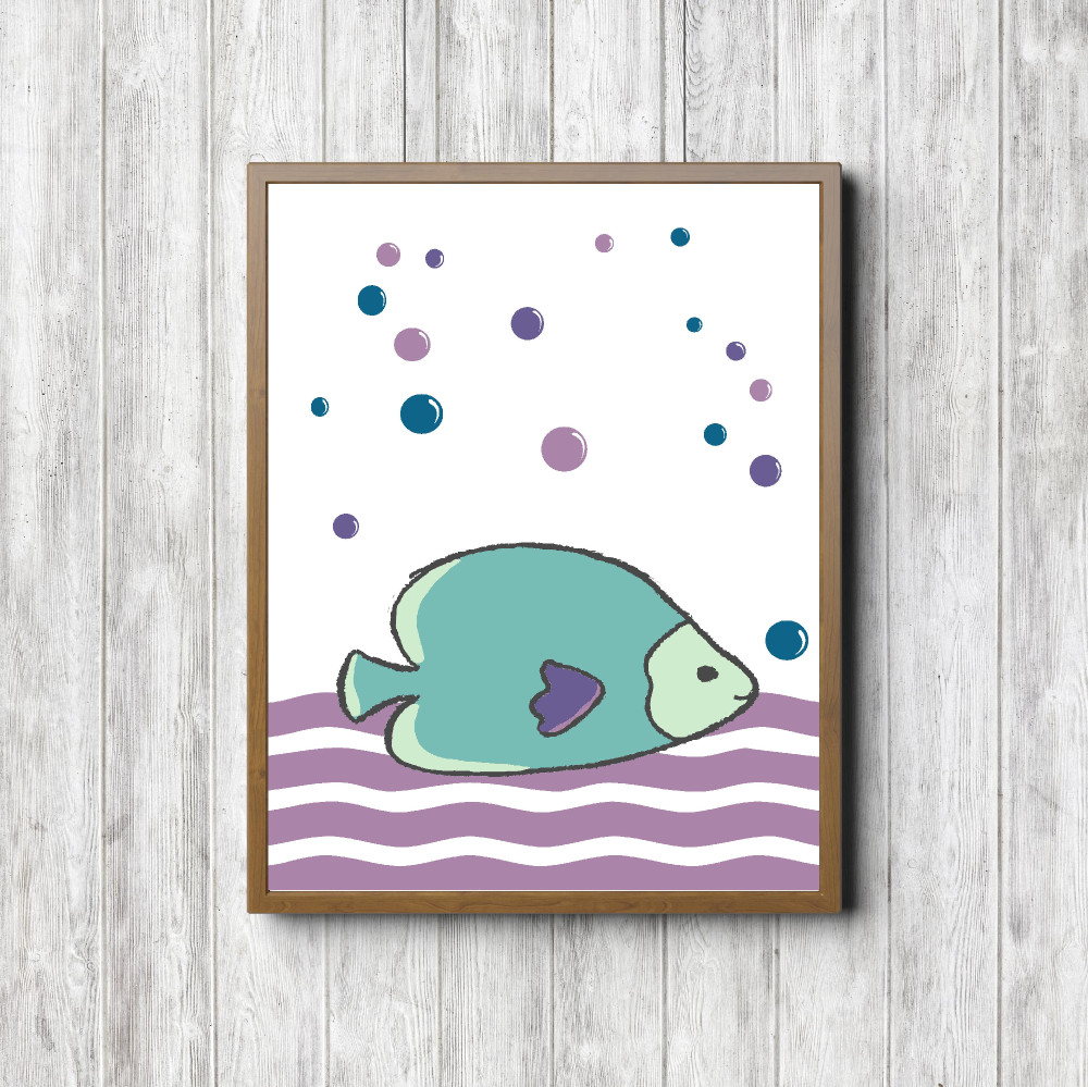 Purple & Turquoise Fish Nautical Nursery