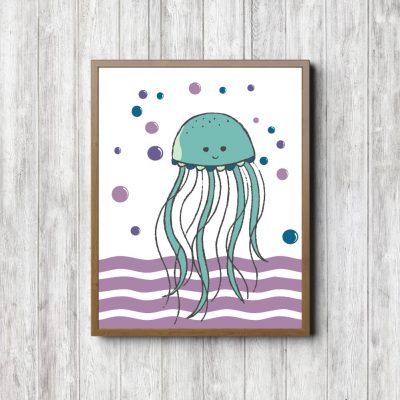 Purple & Turquoise Jellyfish Nautical Nursery