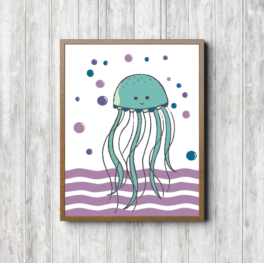 Purple & Turquoise Jellyfish Nautical Nursery