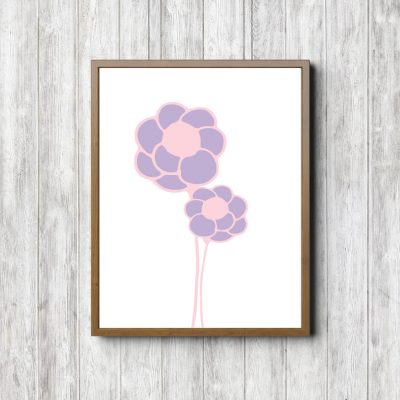 Simple Purple & Pink Printable Flowers