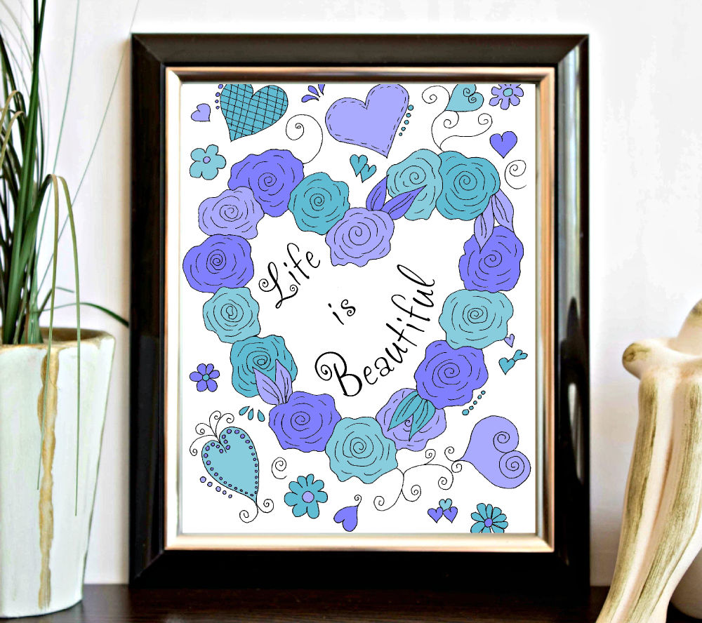 Life Is Beautiful Purple Roses