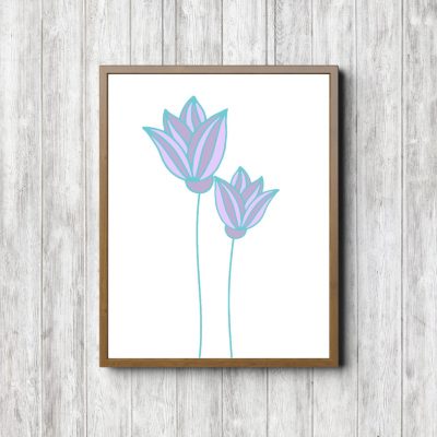 Purple & Turquoise Flower Petals Printable