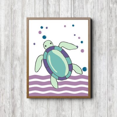Mint & Pink Sea Turtle Printable