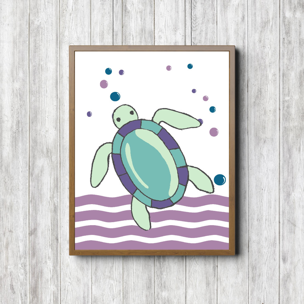 Mint & Pink Sea Turtle Printable