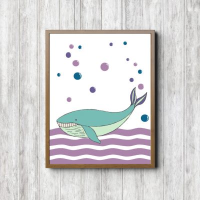 Mint & Pink Whale Nursery Printable