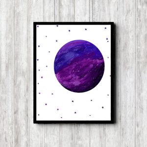 Purple Watercolor Full Moon Printable
