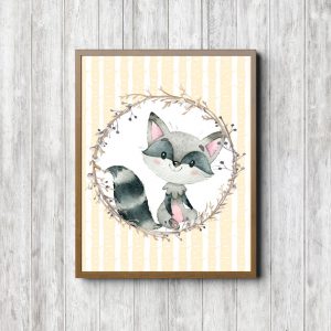 Watercolor Baby Raccoon Nursery Printable