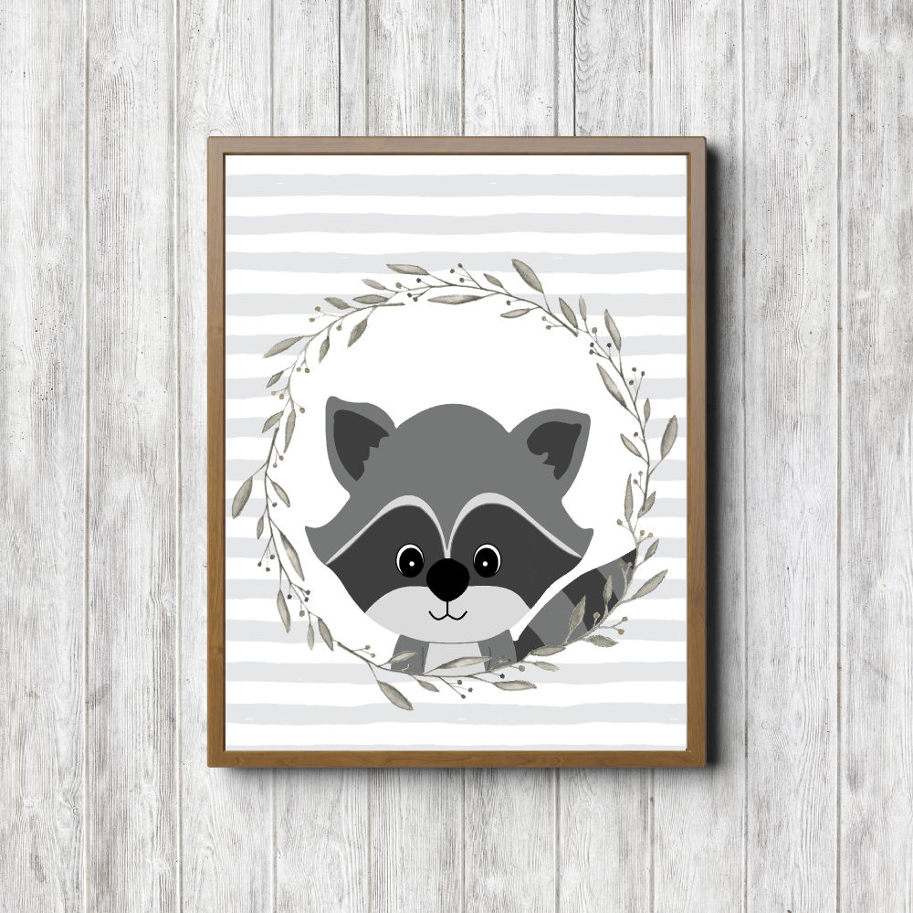 Raccoon With Gray Stripes Printable