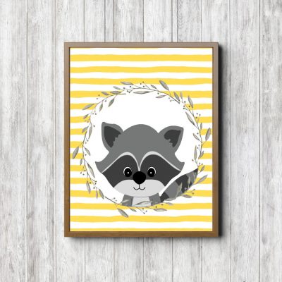 Raccoon With Yellow Stripes Printable