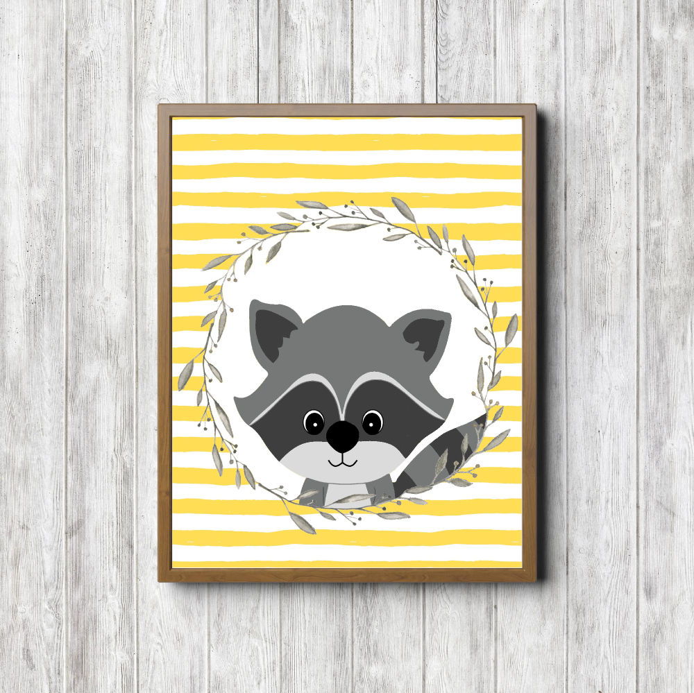 Raccoon With Yellow Stripes Printable