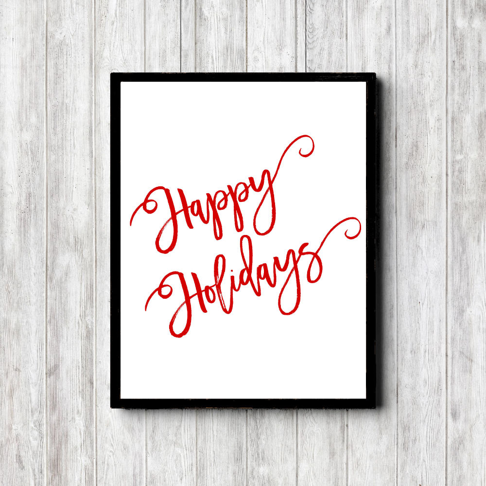 Minimalist Happy Holidays Printable Poster