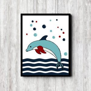 Blue & Red Dolphin Nautical Nursery