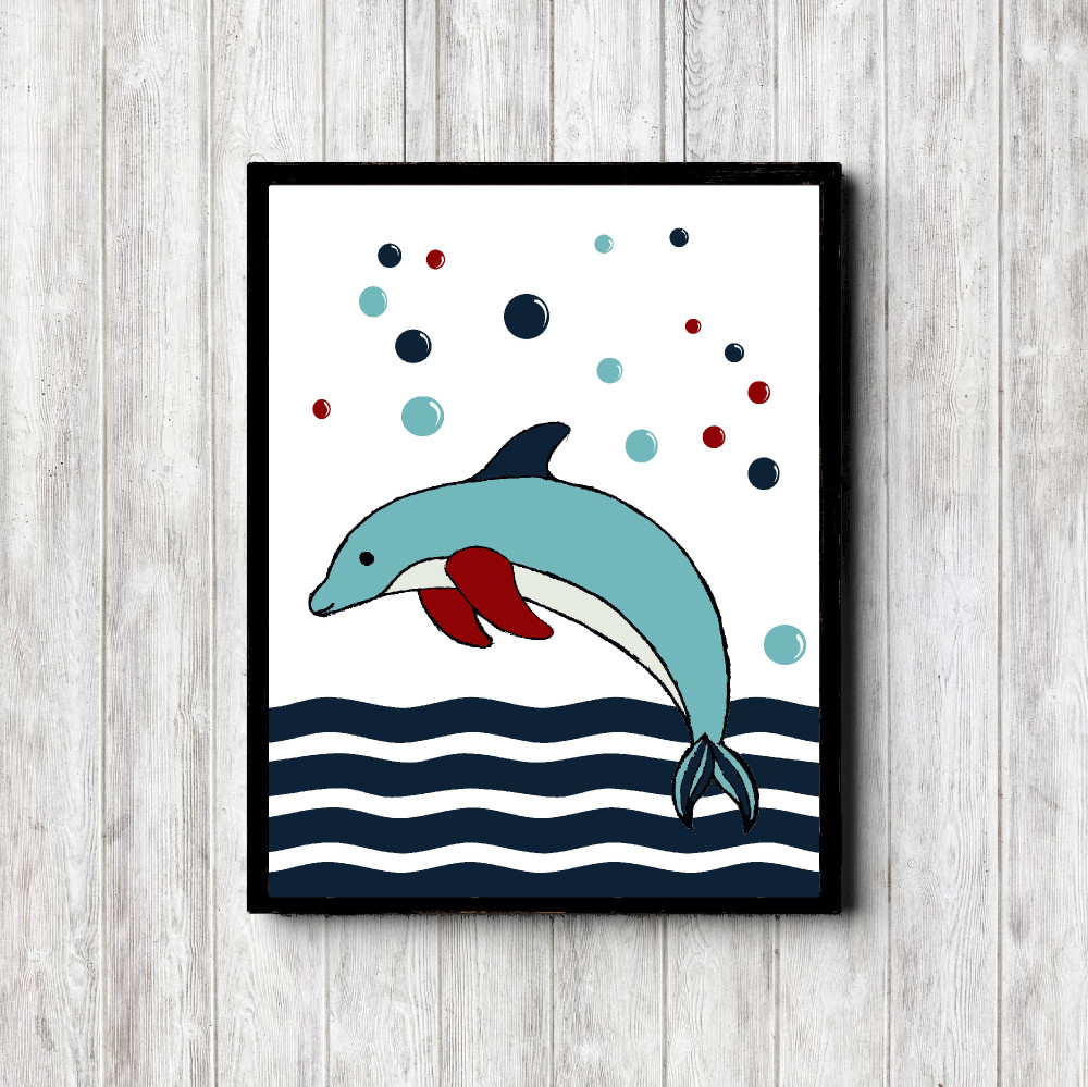 Blue & Red Dolphin Nautical Nursery