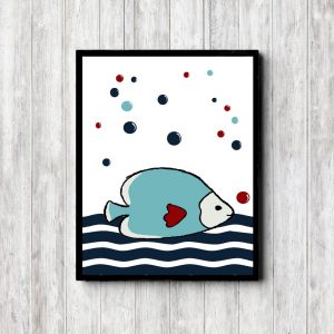 Blue & Red Fish Nursery Printable