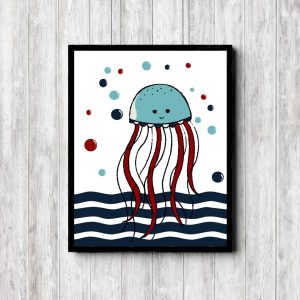 Blue & Red Jellyfish Nursery Printable