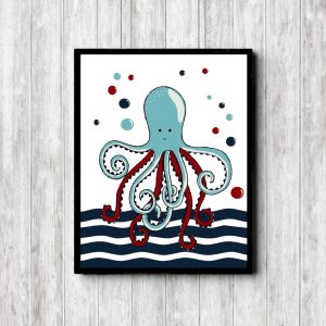 Blue & Red Octopus Nursery Printable