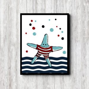 Blue & Red Starfish Nursery Printable