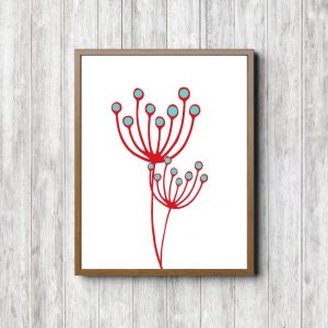 Red Pincushion Flower Printable Poster