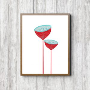 Printable Red Pincushion Flowers