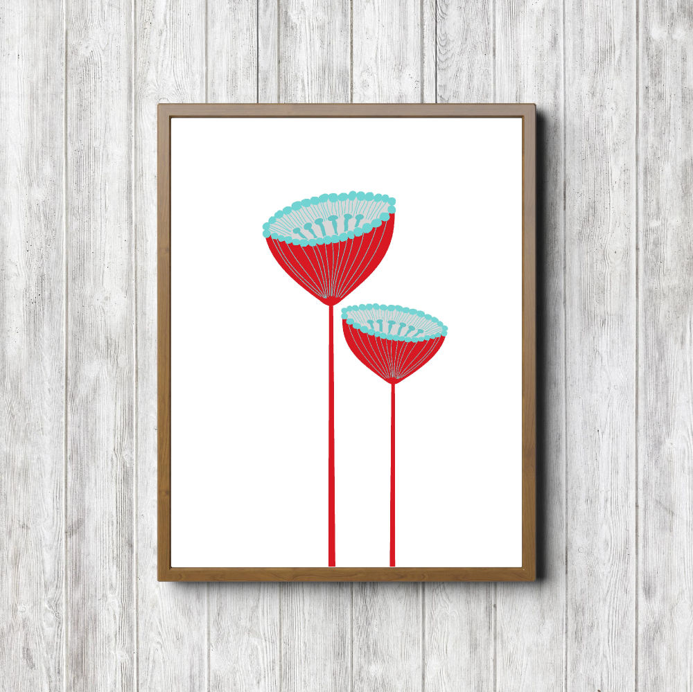 Printable Red Pincushion Flowers
