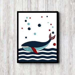 Blue & Red Whale Nursery Printable