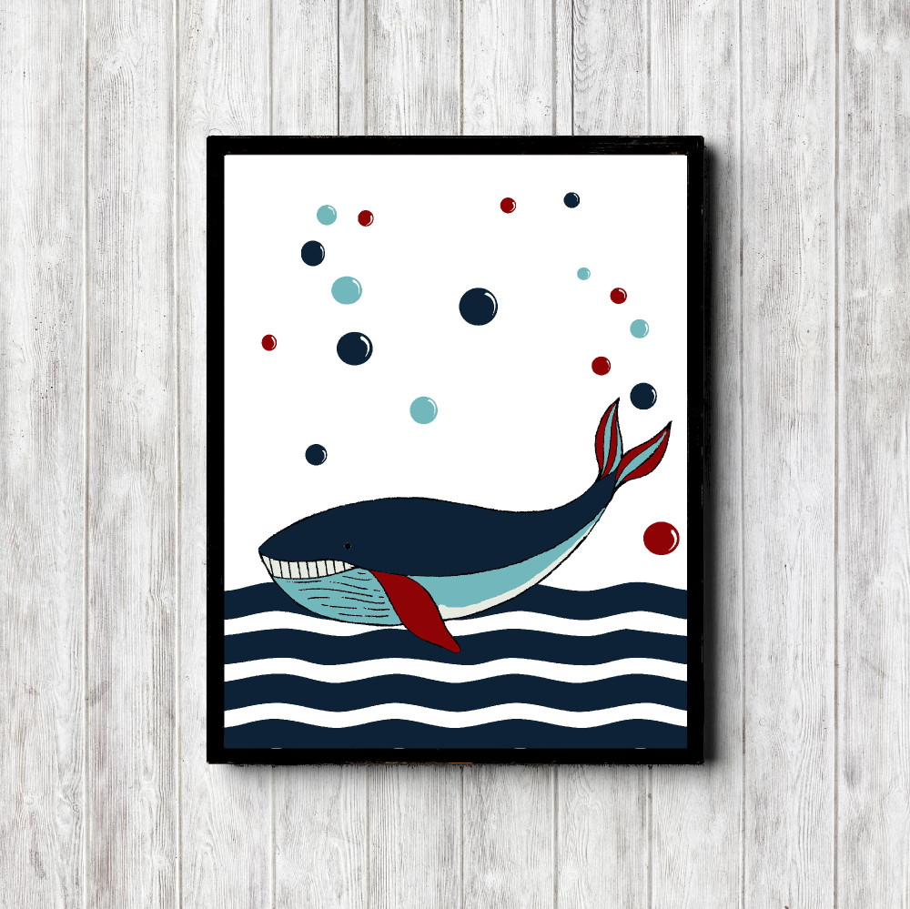Blue & Red Whale Nursery Printable