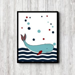 Blue & Red Whale Nautical Nursery