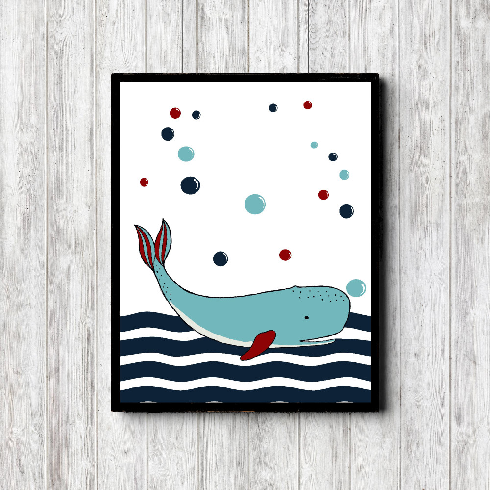 Blue & Red Whale Nautical Nursery