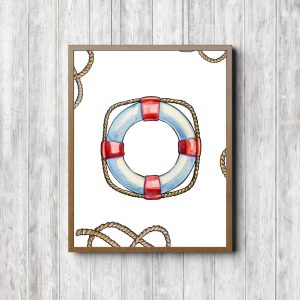 Watercolor Life Ring Nautical Printable