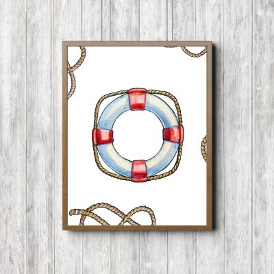 Watercolor Life Ring Nautical Printable