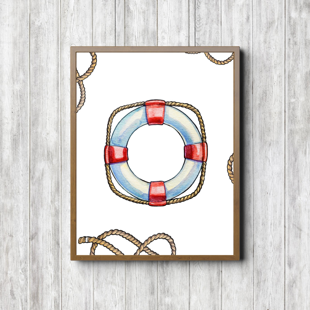 Watercolor Life Ring Nautical Printable